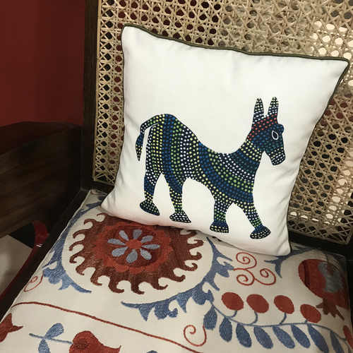 Art Cushion Cover 12 x 12 - Bhil Horse Blue