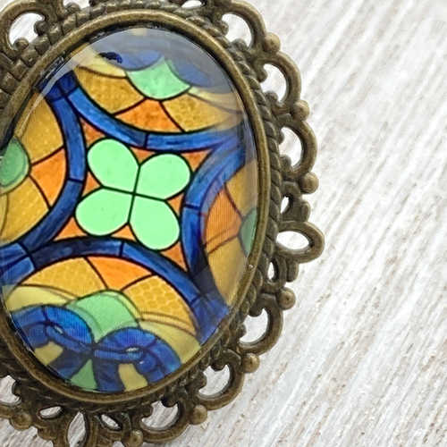 Adjustable Oval Ring - Stained Glass, CSMT Mumbai