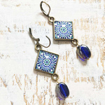 Hanging Earrings with Bead - Mosaic - Islamic Patterns