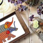 Gond Elephant - Teak wood Tray