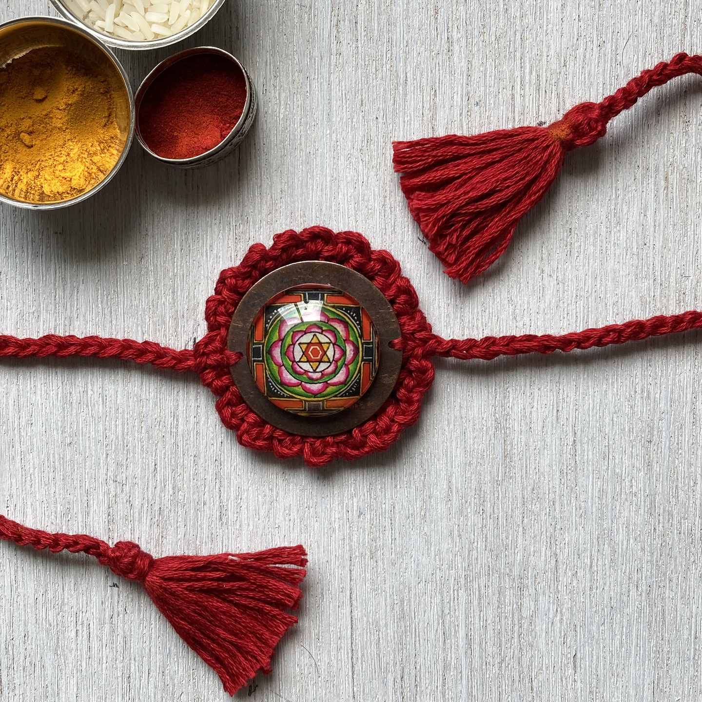 Rakhi - Mandala - Crochet - Red