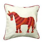 Art Cushion Cover 12 x 12 - Bhil Horse Red