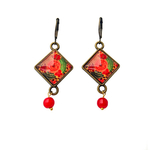 Hanging Earrings with Bead - Naqashi - Kashmir