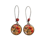 25 mm LOOP EARRINGS with ceramic bead - Mughal Flowers