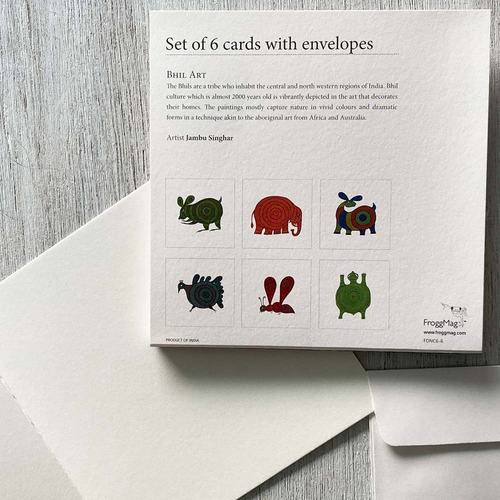 Set of 6 Note Cards with envelopes - Bhil Art