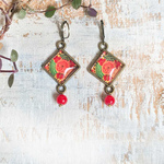 Hanging Earrings with Bead - Naqashi - Kashmir