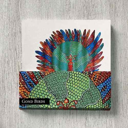 Set of 6 Note Cards with envelopes - Gond Birds