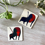 COASTERS – SET OF 2- GOND LEOPARDS