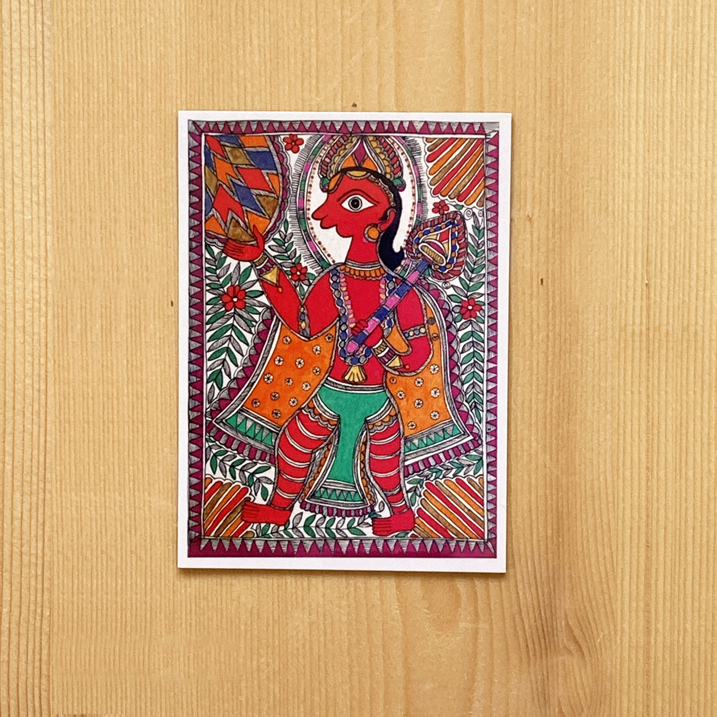 Folk Art Magnet - Madhubani _ Hanuman