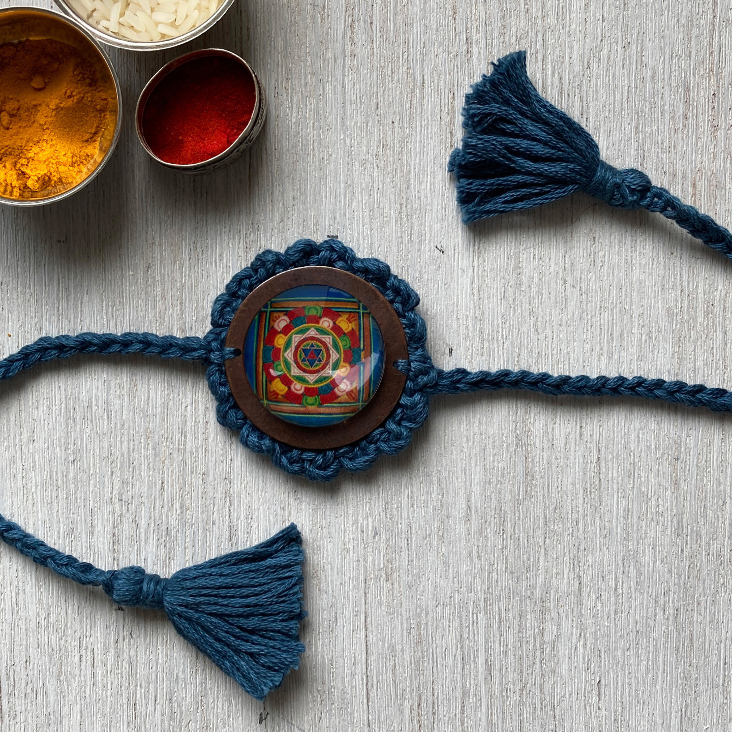 Rakhi - Mandala - Crochet - Blue