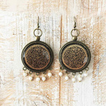 Earrings with semiprecious stones - Gold Leaf 32 mm