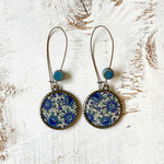 25 mm LOOP EARRINGS with ceramic bead - Kashida Blue