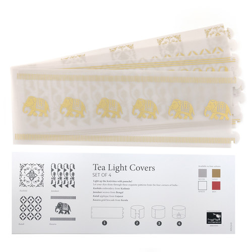 TEA LIGHT COVERS - Gold textile