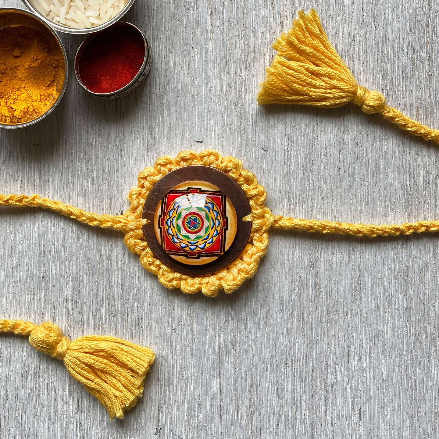 Rakhi - Mandala - Crochet - Yellow