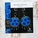 Earrings with semiprecious stones - Mughal Motif on blue tiles 32 mm