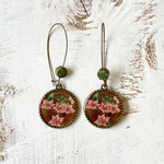 25 mm LOOP EARRINGS with ceramic bead - Rajasthani Miniature
