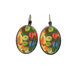 Oval, Lever back earrings Naqashi, Kashmir - Hazara