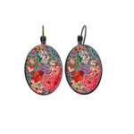 Oval Lever back earrings - Naqashi, Kashmir - Hazarposh