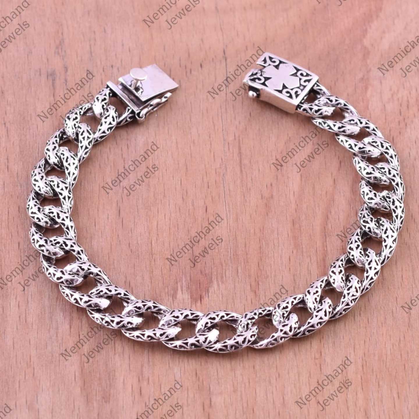 Nemichand Jewels 925 sterling silver Certified Bracelets for men 35gm