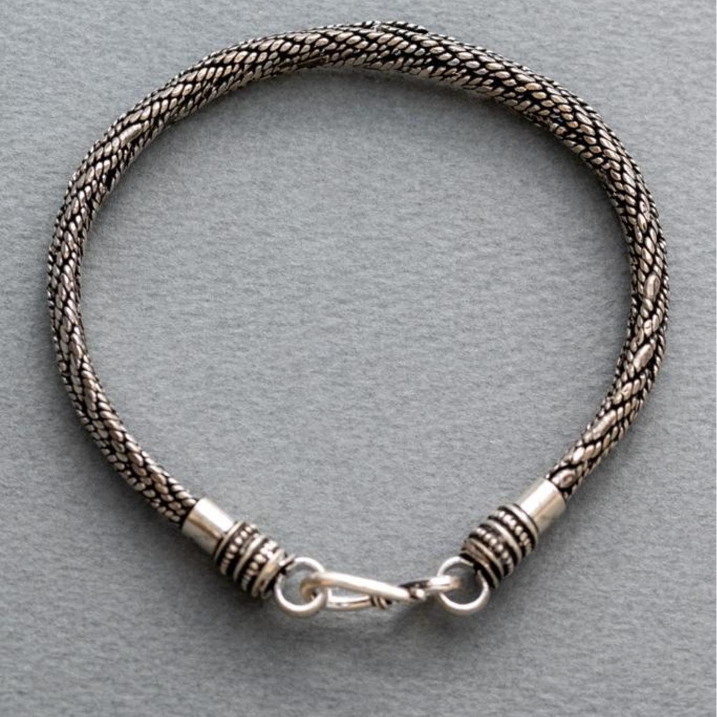 925 Solid Sterling Silver Handmade Bracelet - Length 8.25 Inches - Designer Mens Silver Bracelet - Oxidized Jewelry 38gm