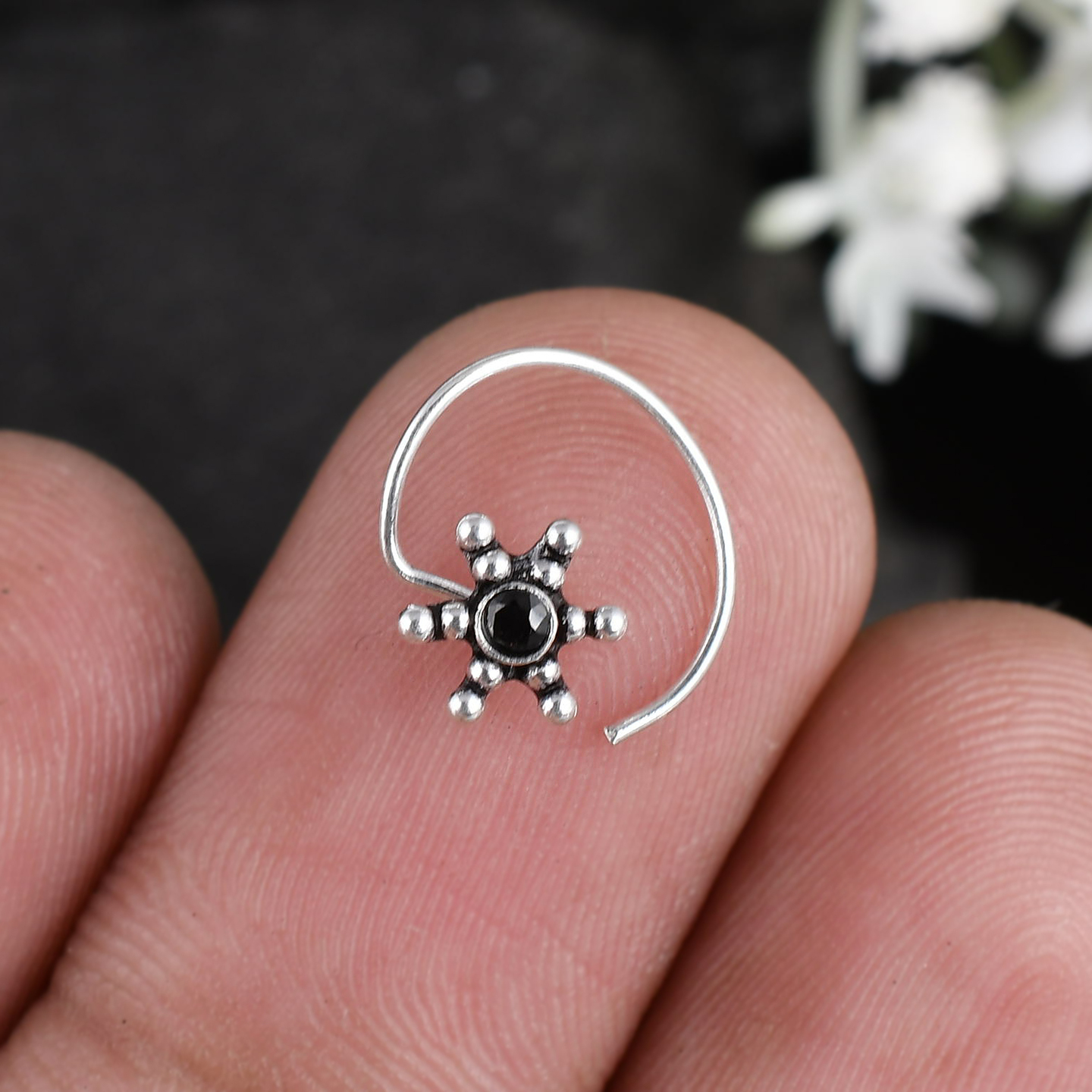 nose pin silver