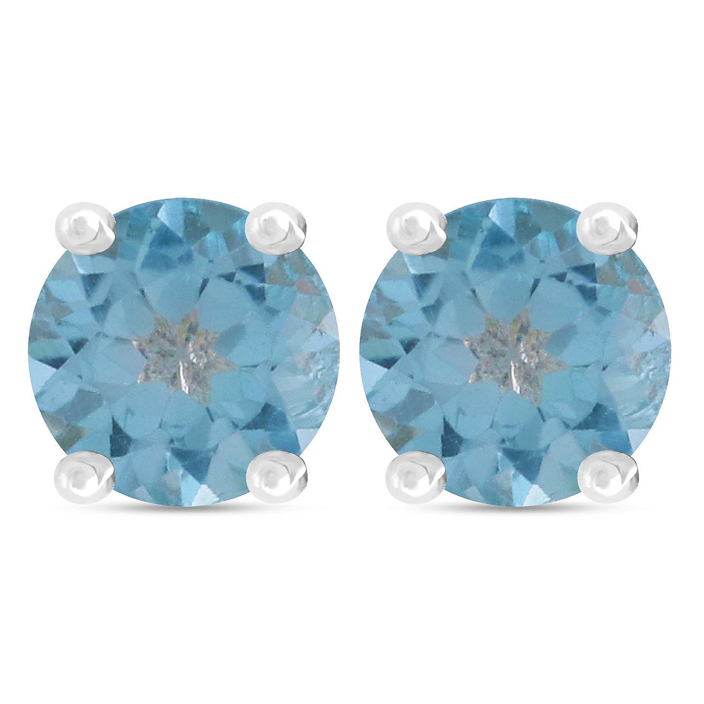 Blue Topaz Silver Earring (5MM ROUND)