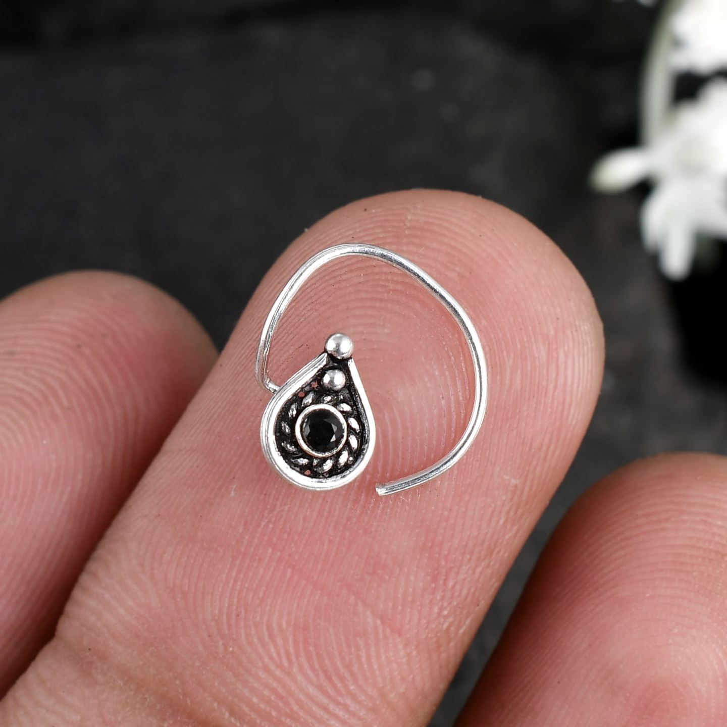 Sterling Silver Pear Nose Pin