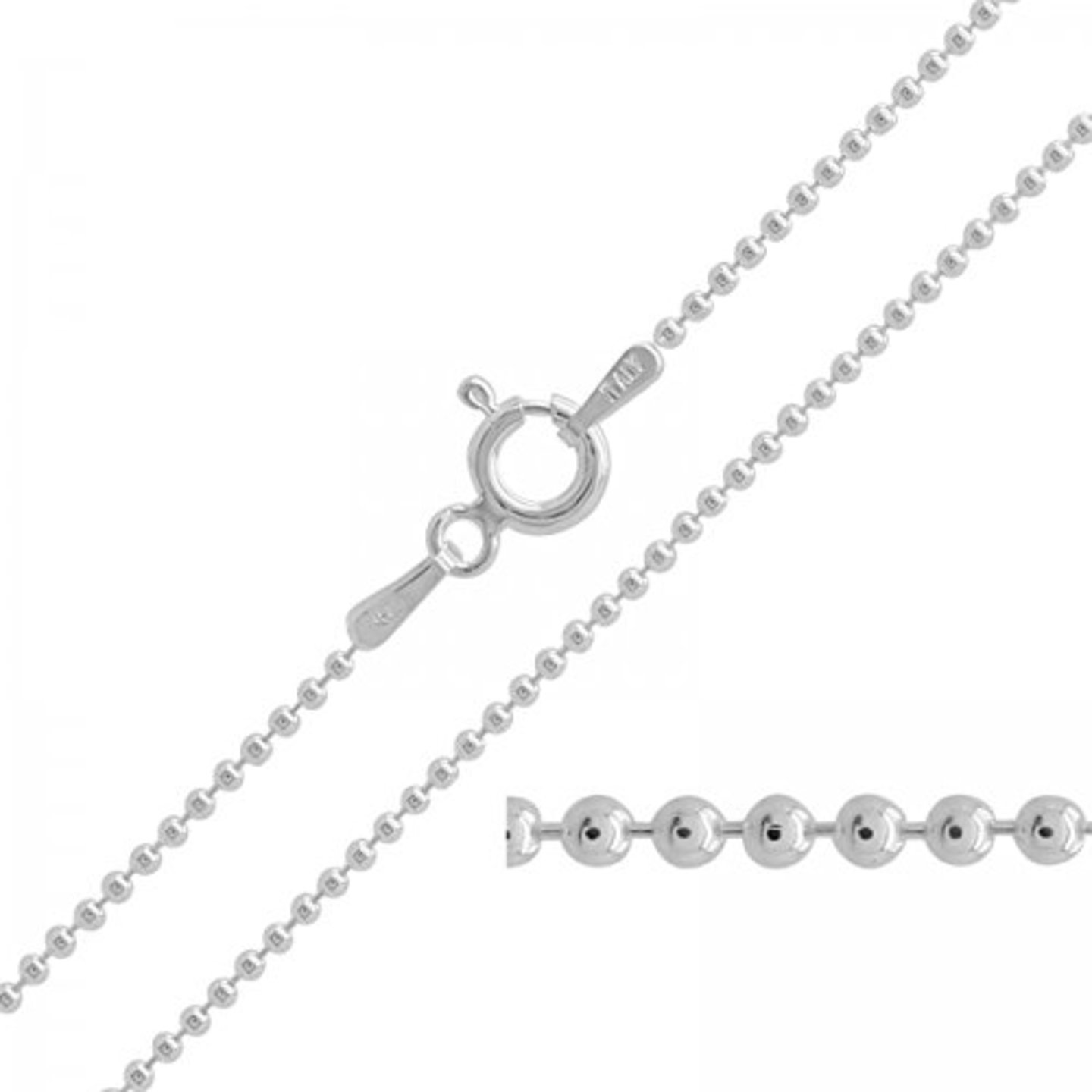 925 Sterling Silver Ball Chain for Women Size 22 inch - Weight 3.800