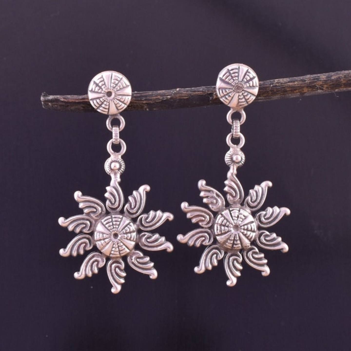 925 Solid Sterling Silver Earring - Beautiful Flower Jhumka Earring - Handmade Silver Earring - Indian Jewelry - Bohemian Oxidize Earring