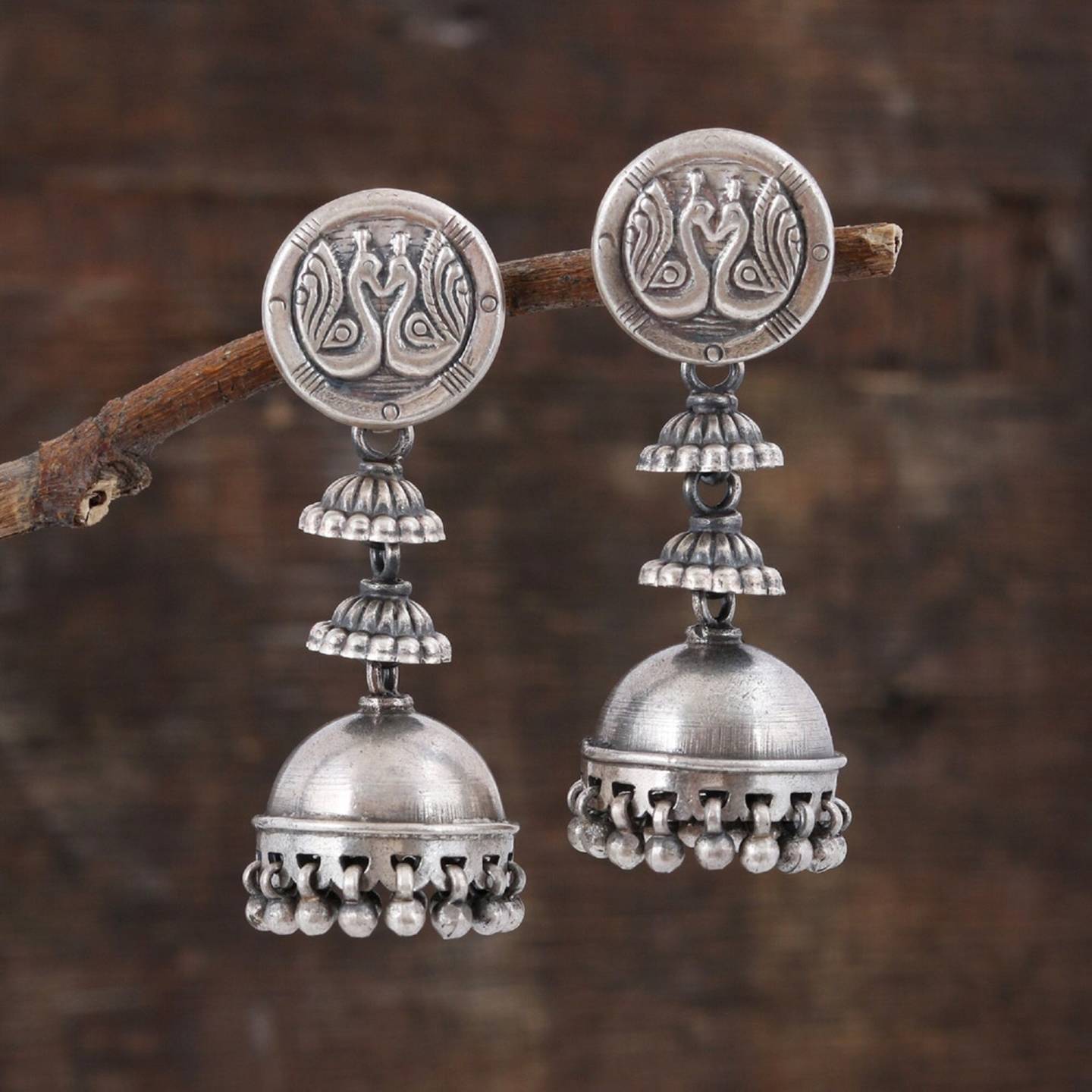 Silver Earring - 925 Sterling Silver Earring - Beautiful Peacock Dangle Earring - Oxidize Antique Look Long Earring - Party wear Earring