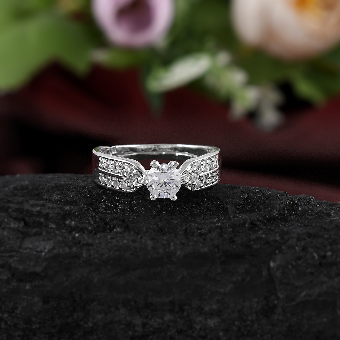 Sterling Silver 925 CZ Solitaire Rings For Women