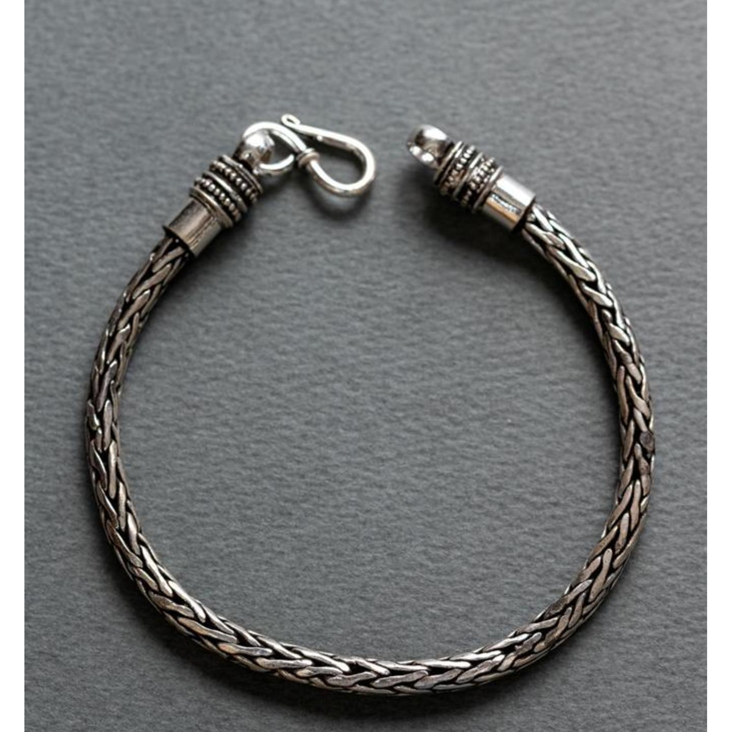 925 Solid Sterling Silver Handmade Bracelet - Length 8.25 Inches - Designer Mens Silver Bracelet - Oxidized Jewelry  34.2gm