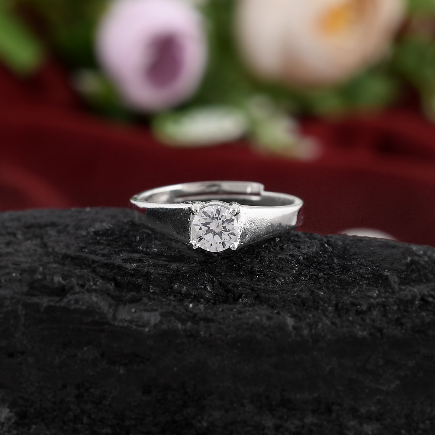 Sterling Silver 925 CZ Solitaire Rings For Women