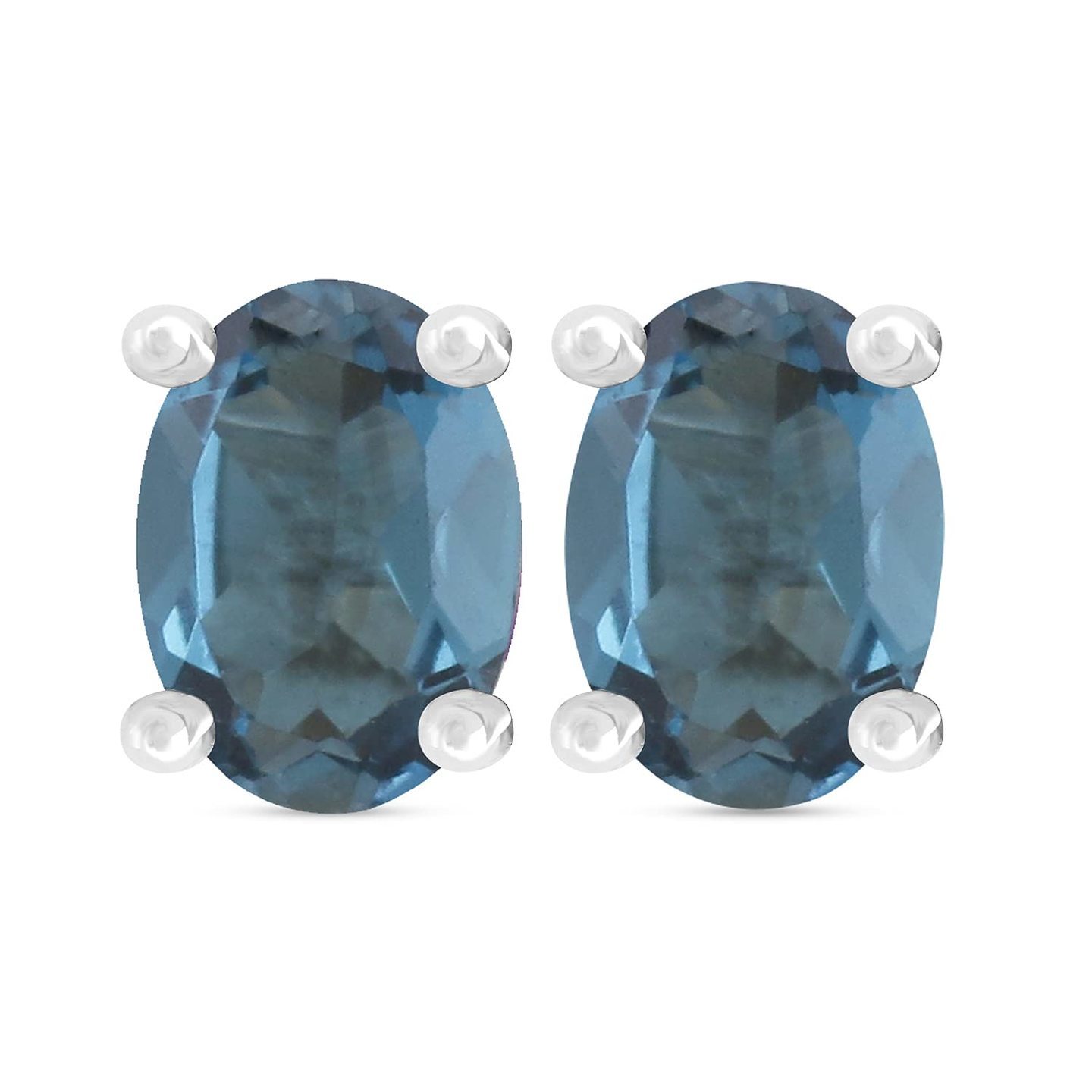 London Blue Topaz Silver Earring ( 4x6 OVAL)