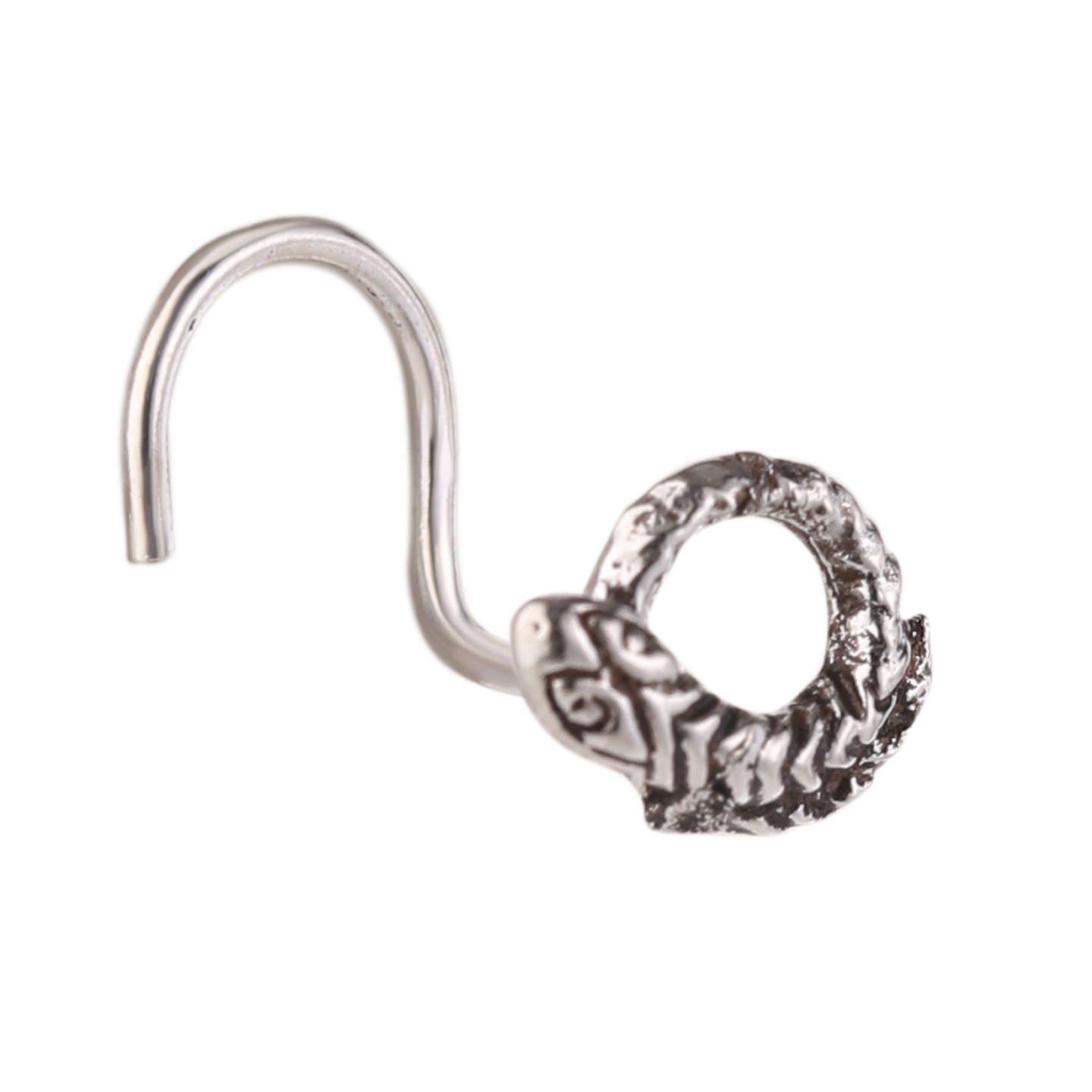 Nemichand Jewels 925 sterling Silver Trendy Antique Snake oxidized nose pin for womens and Girls