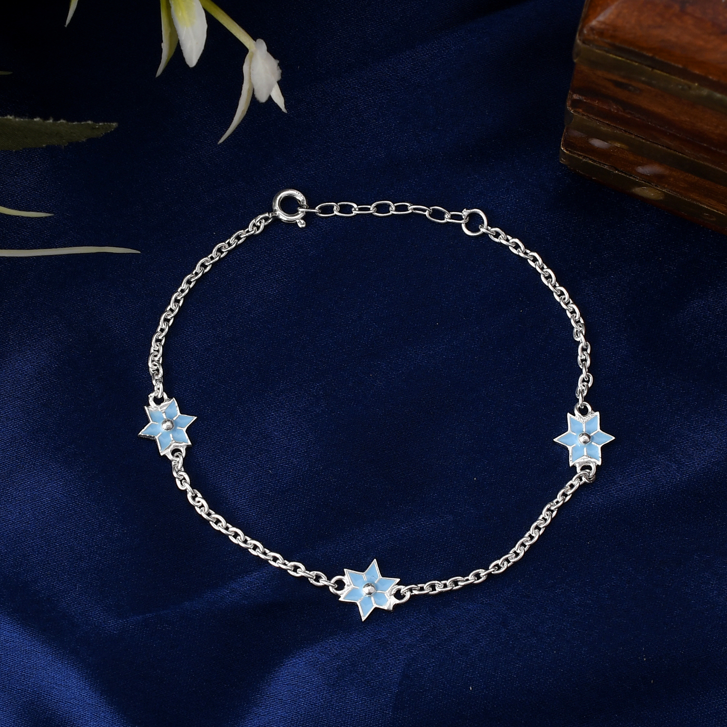 Silver 925 Enamel Star Bracelet