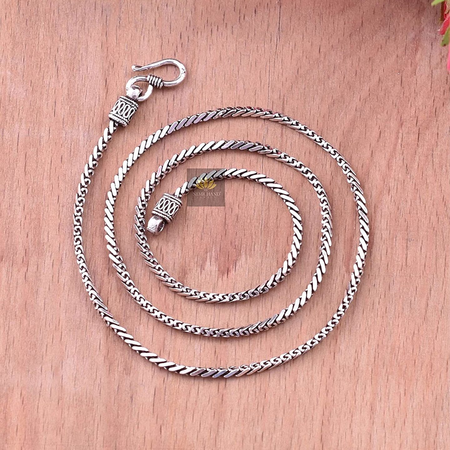 Nemichand Jewels Sterling Silver 925 oxidized Chain for Women & Men (13gm) (20inch)