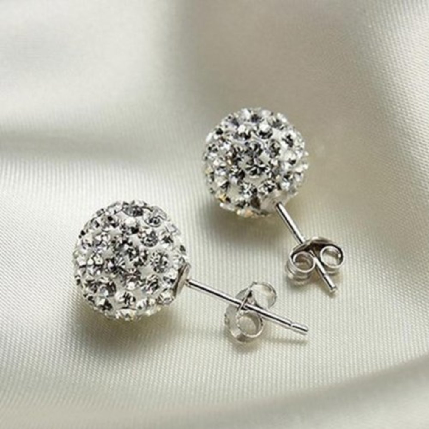 Nemichand Jewels 925 Silver 6MM Classic Crystal Disco Ball Earring for women