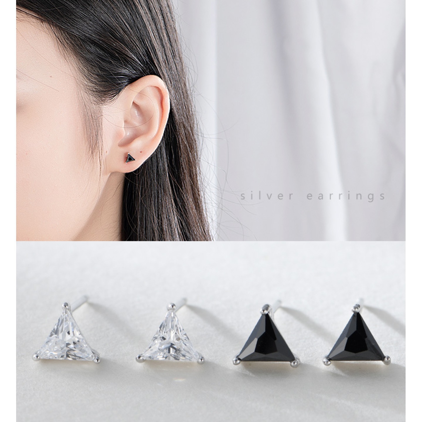 Nemichand Jewels Triangle Sterling Silver 925 Earring Stud 5mm