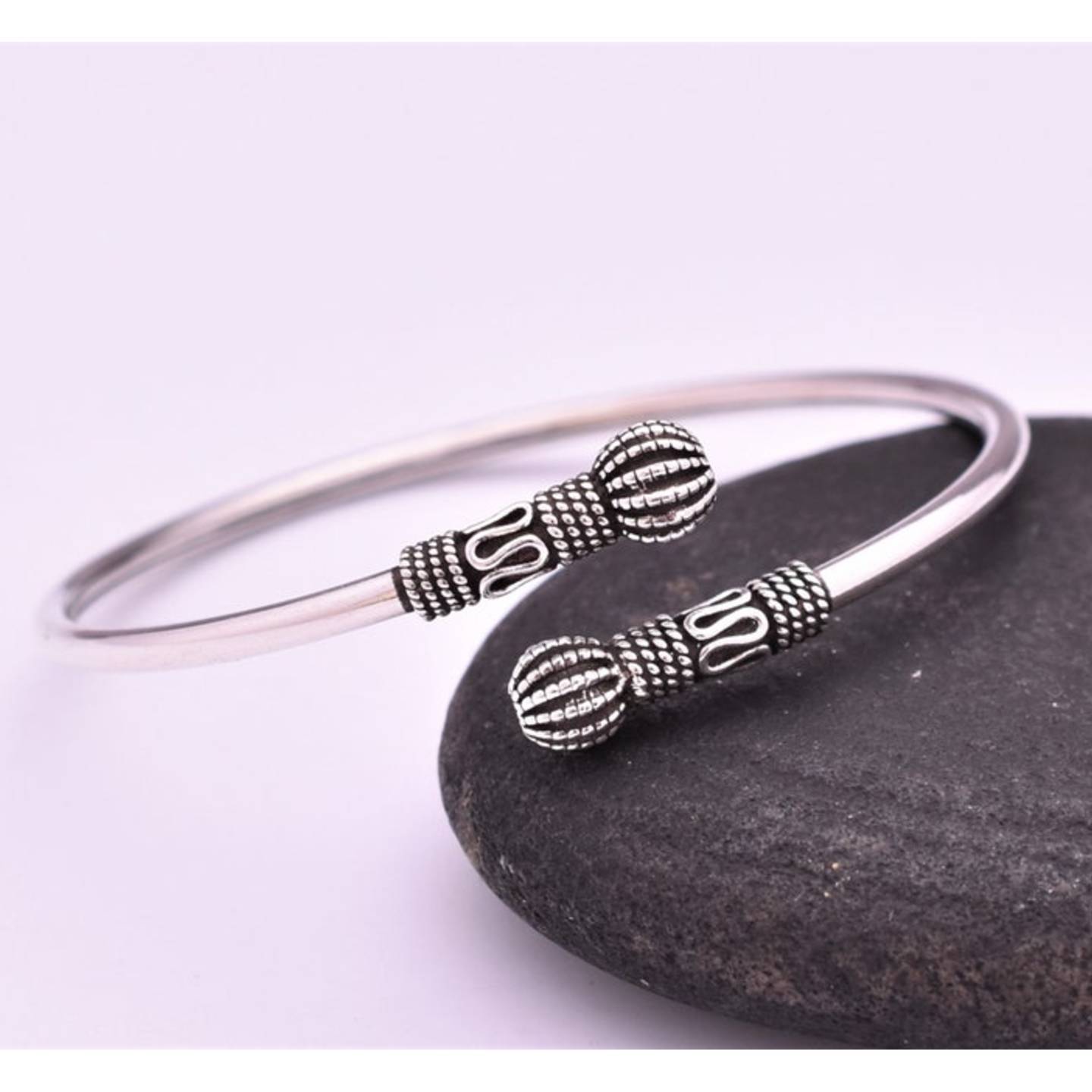 Solid 925 Sterling Silver Ball Bangle