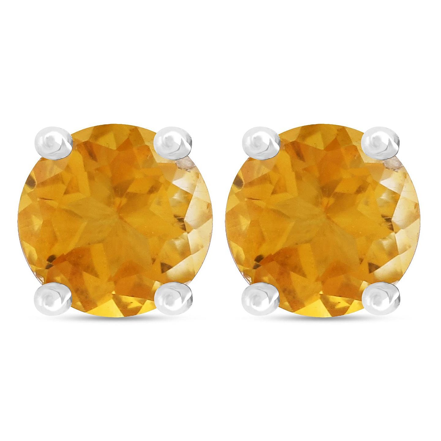 Citrine Silver Earring 5mm Round