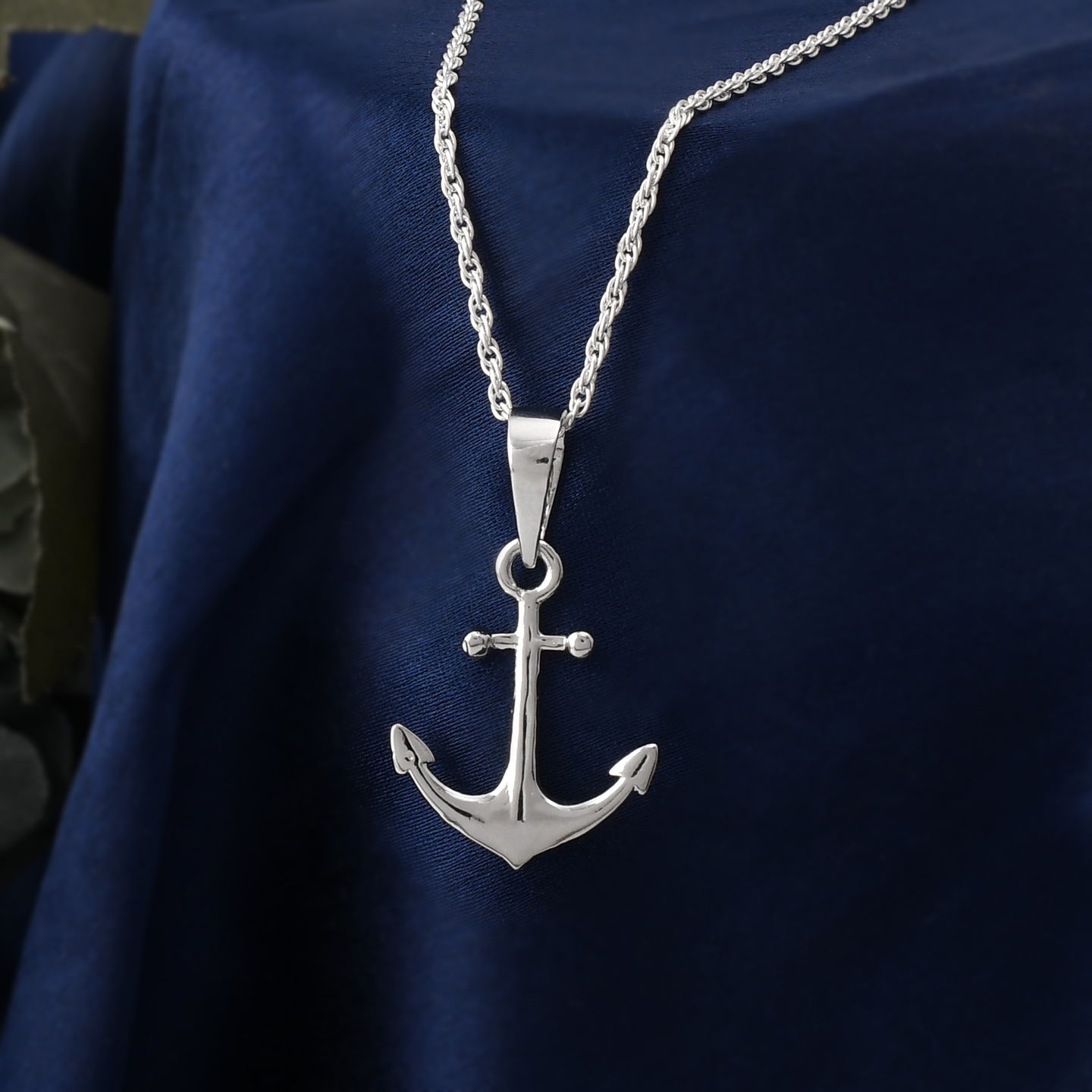 Sterling Silver Anchor Necklace for Men and Women