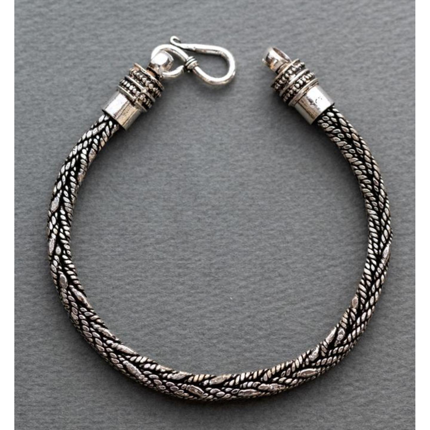 925 Solid Sterling Silver Handmade Bracelet - Length 8.25 Inches - Designer Mens Silver Bracelet - Oxidized Jewelry  38gm