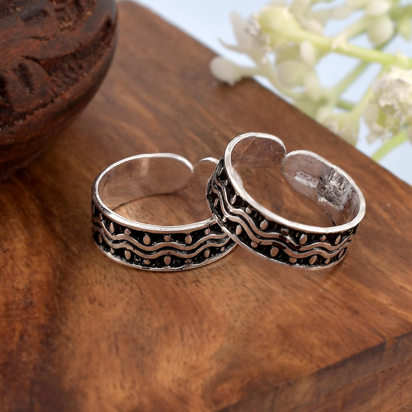 Sterling Silver Oxidized Toe Ring For Women 