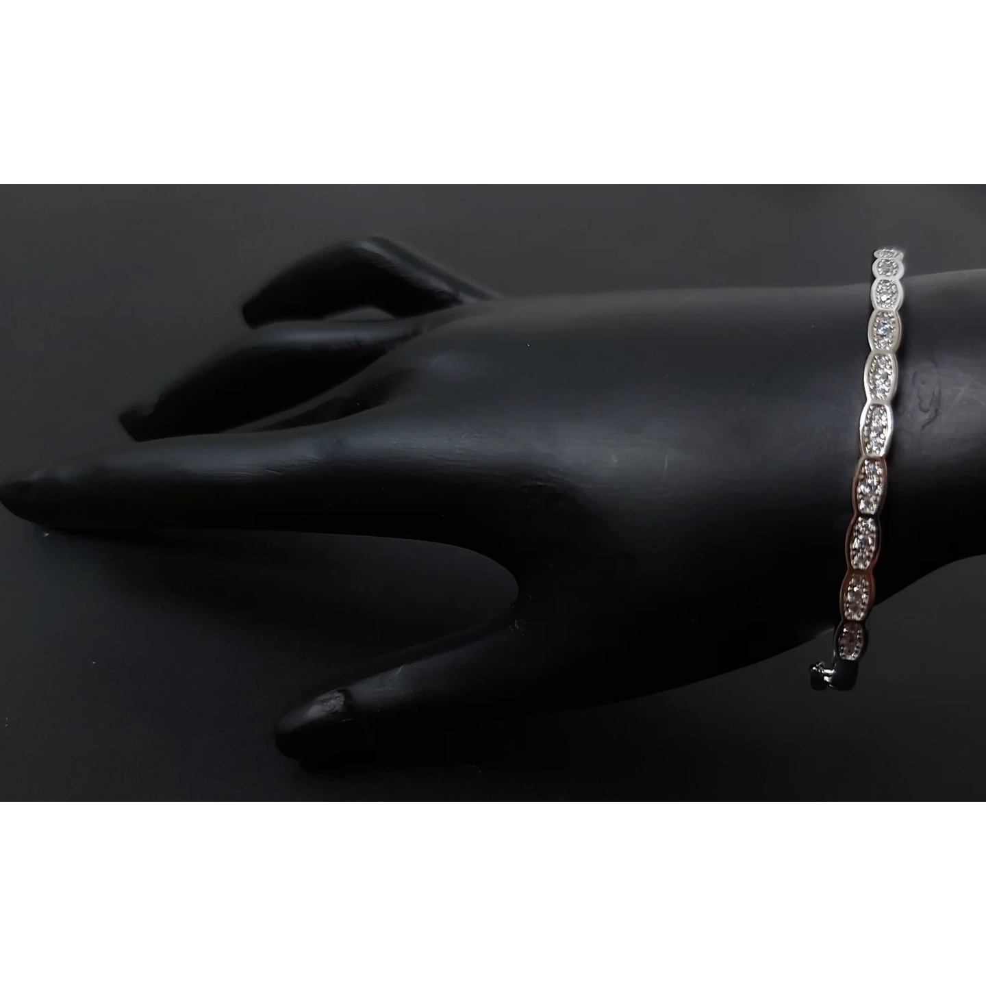 925 Silver Cubic Zirconia Kada Bracelet For Women Free Size