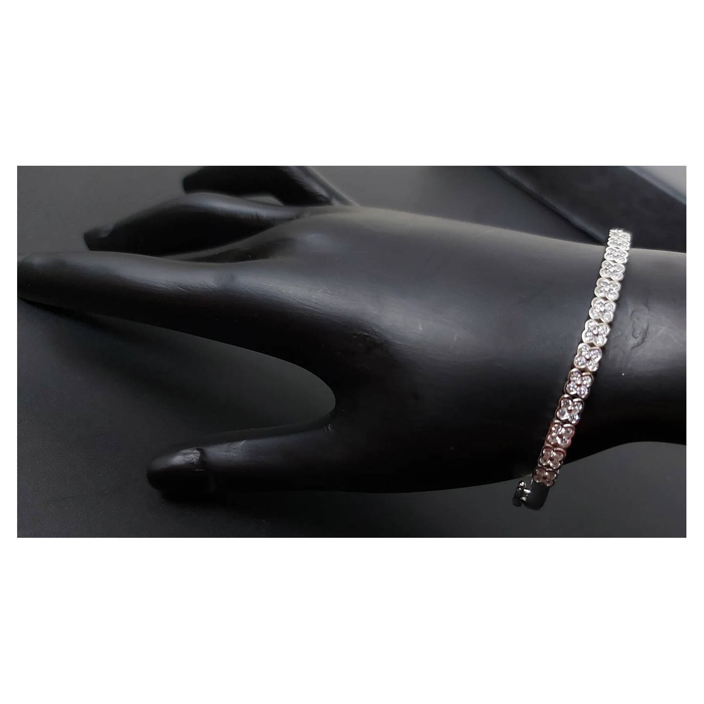 925 Silver Cubic Zirconia Kada Bracelet For Women Free Size