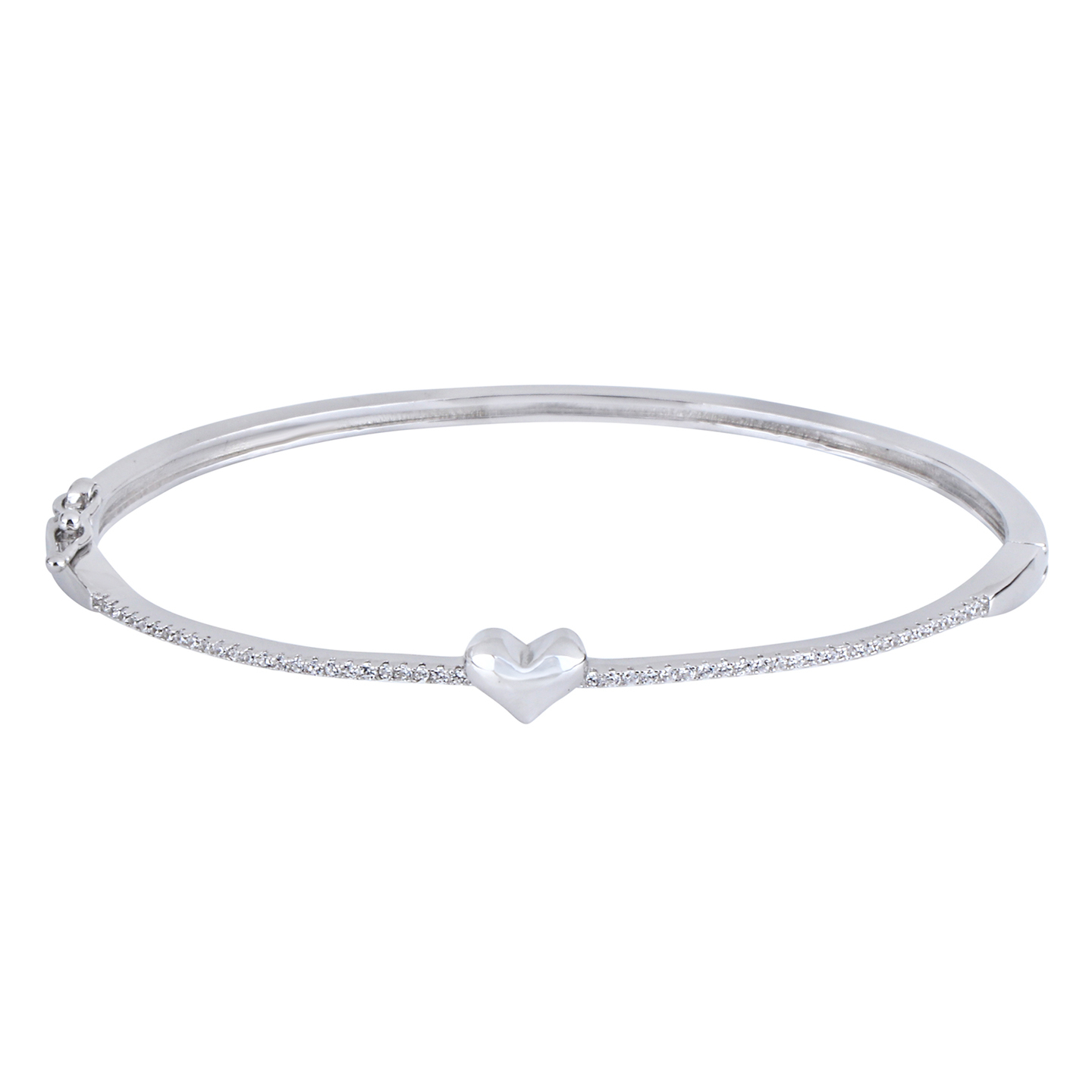 925 Sterling Silver Cz heart Kada Bracelet For Women