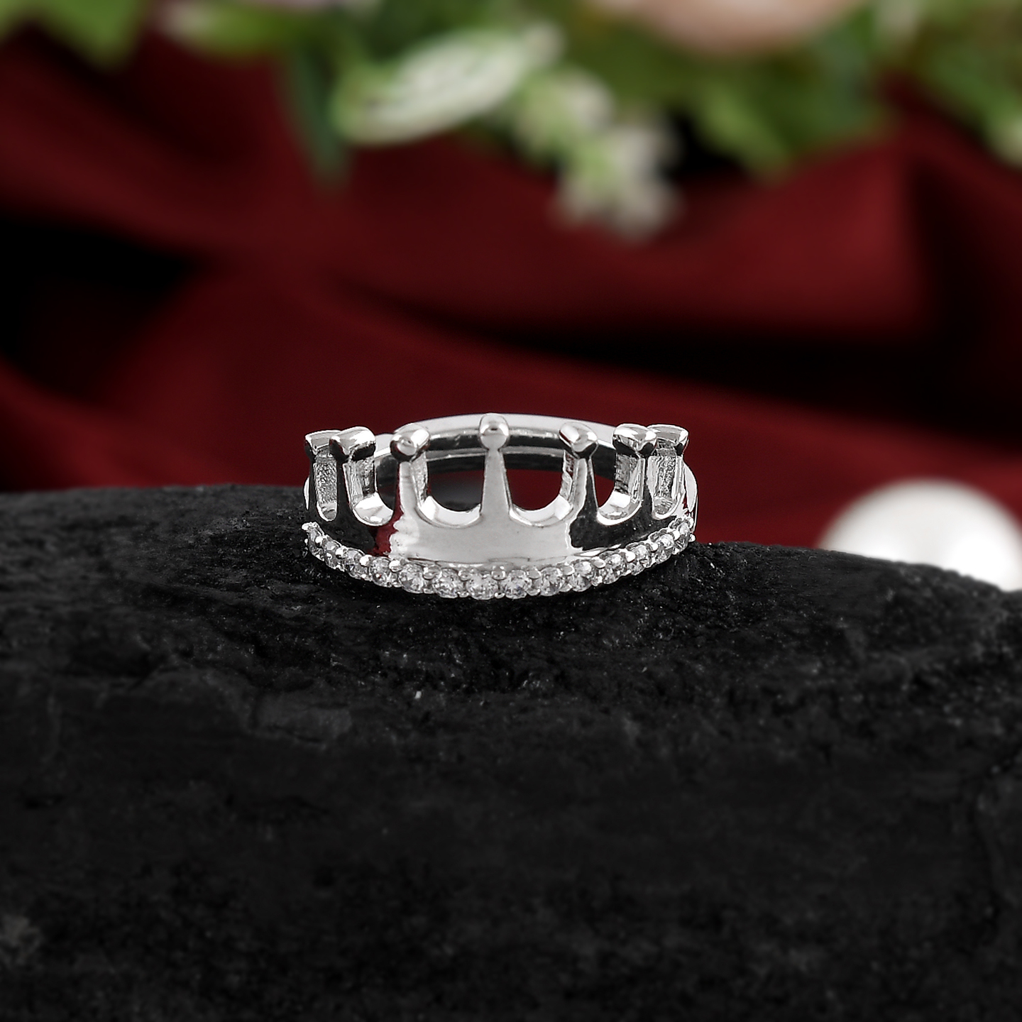 Sterling Silver 925 CZ Crown Rings For Women