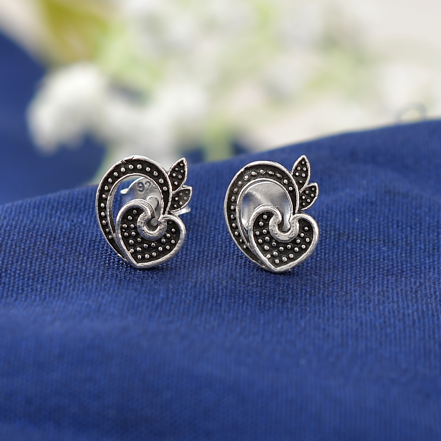 Sterling Silver 925 Antique Earring Stud