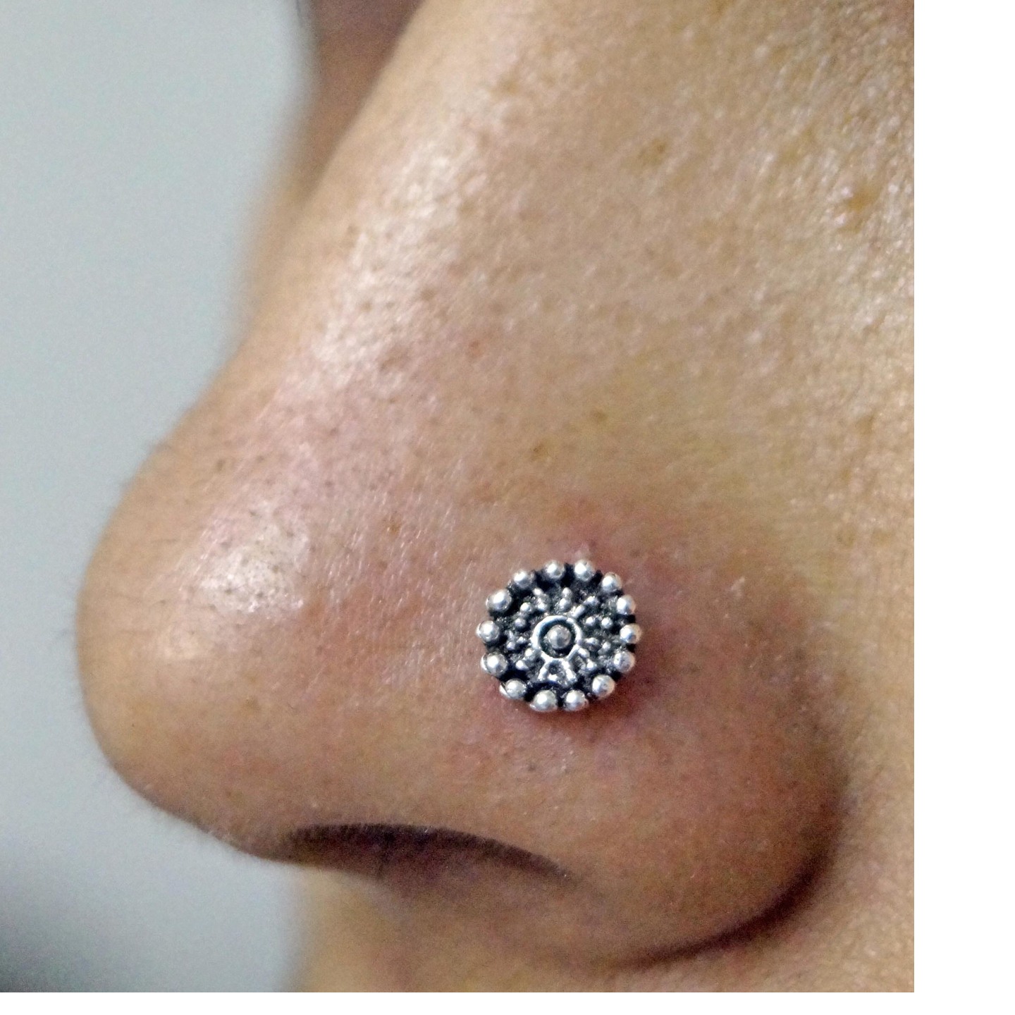 Pure Silver 925 Round Oxidized Nose Pin